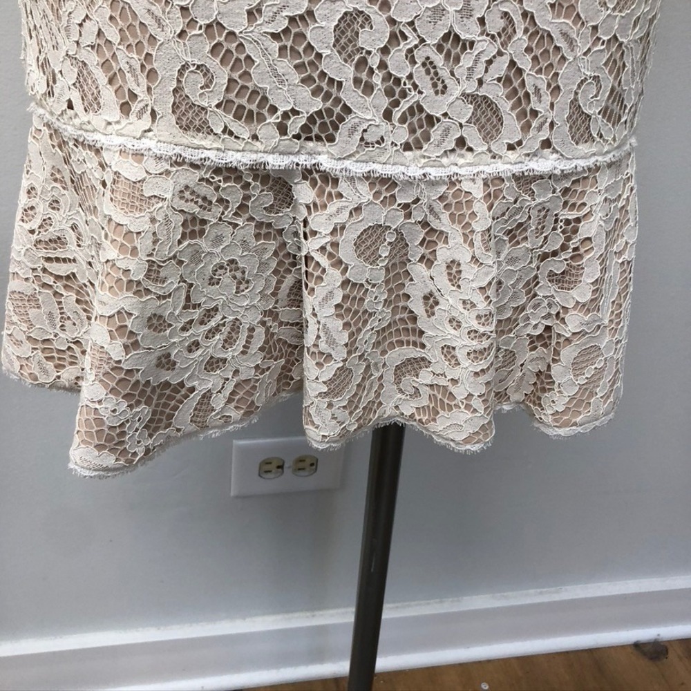 Alice + Olivia Lace Mini Dress Womens 0 White Red Embellished Floral Ruffle - Picture 4 of 11